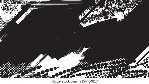 ilustración vectorial de fondo angustiado en blanco y negro de medio tono abstracto