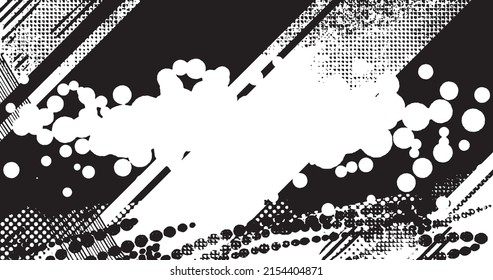 ilustración vectorial de fondo angustiado en blanco y negro de medio tono abstracto