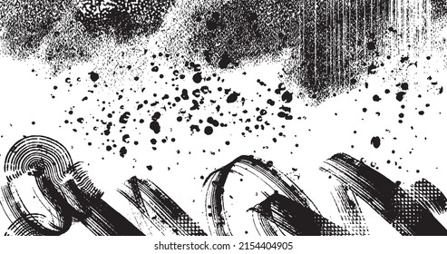 vector illustration of abstract grunge halftone black and white distressed background
