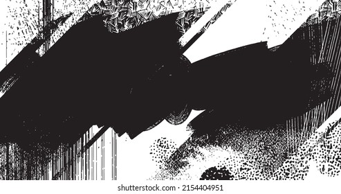 ilustración vectorial de fondo angustiado en blanco y negro de medio tono abstracto