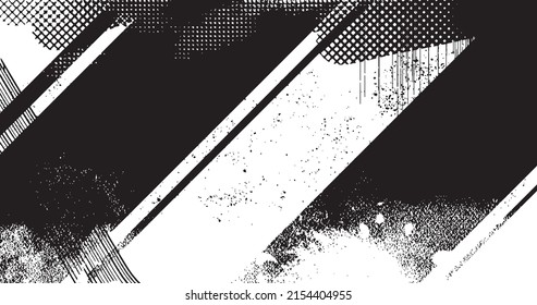 ilustración vectorial de fondo angustiado en blanco y negro de medio tono abstracto