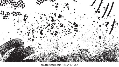ilustración vectorial de fondo angustiado en blanco y negro de medio tono abstracto