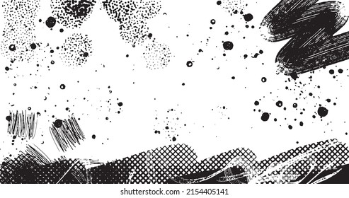 ilustración vectorial de fondo angustiado en blanco y negro de medio tono abstracto