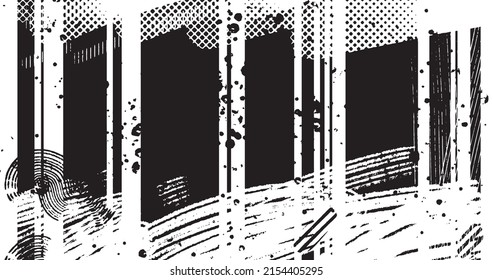 vector illustration of abstract grunge halftone black and white distressed background