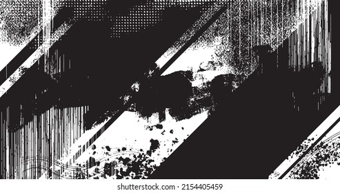 ilustración vectorial de fondo angustiado en blanco y negro de medio tono abstracto