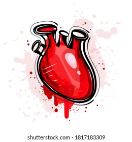 Vector illustration of abstract grunge heart, blood heart