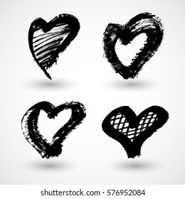 Vector illustration of abstract grunge hearts
