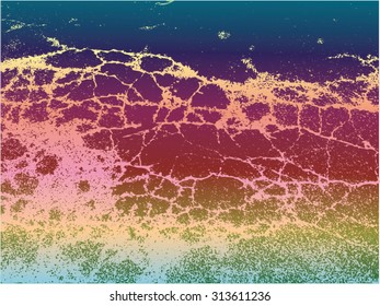 Vector illustration of abstract grunge texture. Pattern, wallpaper, rainbow, spectrum, colorful. Distressed, distorted graphic backdrop.