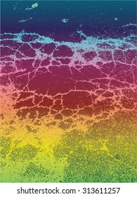 Vector illustration of abstract grunge texture. Pattern, wallpaper, rainbow, spectrum, colorful. Distressed, distorted graphic backdrop.