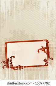 Vector illustration of an abstract grunge wallpaper with floral frame