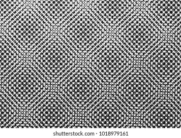 Vector illustration, abstract halftone backdrop in white and black tones in pop art style, monochrome background for business card, website, interior design, labels and stickers