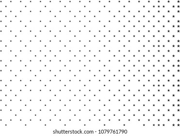 Vector illustration, abstract halftone backdrop in white and black tones in pop art style, monochrome geometric background with stars