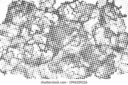 Vector illustration, abstract halftone backdrop in white and black tones in pop art style, monochrome background with pattern for business card, website, interior design, labels and stickers