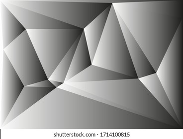 Vector illustration, abstract halftone grey backdrop with triangles in white and black tones in modern style, geometric monochrome background