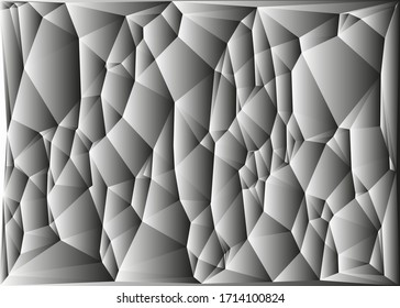 Vector illustration, abstract halftone grey backdrop with triangles in white and black tones in modern style, geometric monochrome background