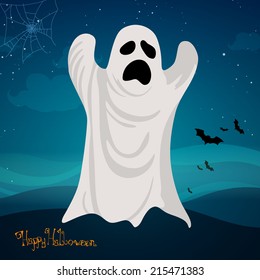 Vector Illustration of an Abstract Halloween Background with Ghost
