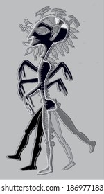 Vector illustration of abstract hand drawn sketch of ancient human being. Sculpture, godess, pagan.