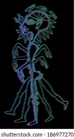 Vector illustration of abstract hand drawn sketch of ancient human being. Sculpture, godess, pagan.