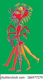 Vector illustration of abstract hand drawn sketch of ancient human being. Sculpture, godess, pagan.