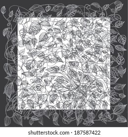 Vector illustration of abstract hand drawn floral nature leaf pattern background. Black & White. Colorful.