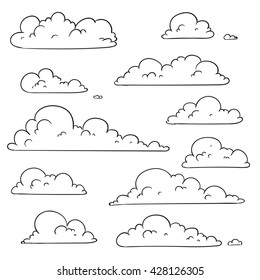 Vector Illustration of Abstract Hand Drawn Doodle Clouds