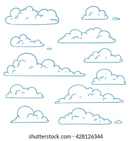 Vector Illustration of Abstract Hand Drawn Doodle Clouds