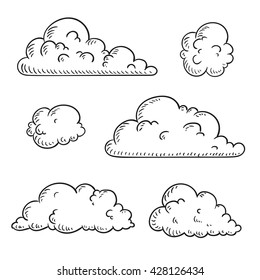 Ilustração vetorial de nuvens abstratas desenhadas à mão doodle