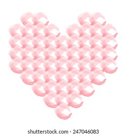 Vector illustration: abstract heart for scrapbook made of pink stamps