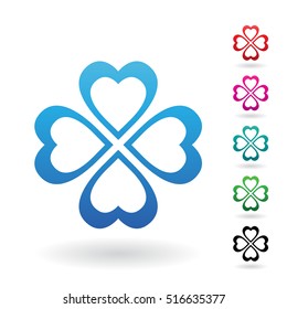 Vector Illustration of Abstract Heart Shaped Four Leaf Clover isolated on a white background