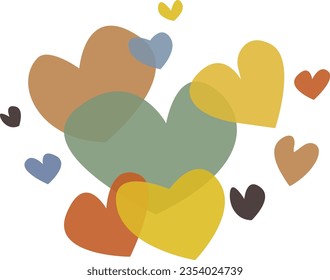 Vector illustration of abstract heart shapes with vintage colors.