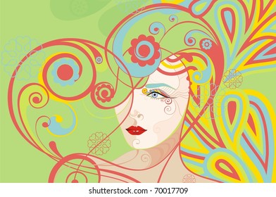 Vector illustration abstract heart with the woman
