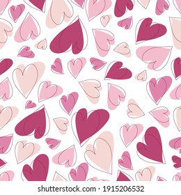 vector illustration, abstract hearts seamless pattern