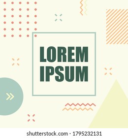 vector illustration of abstract hipster memphis design background with geometric patterns shape and line. Template ready for use in social media or print.