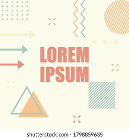 vector illustration of abstract hipster memphis design background with geometric patterns shape and line. Template ready for use in social media or print.