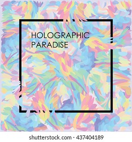 vector illustration / abstract holographic background design without meshes and gradients / rainbow pastel colors in mosaic structure