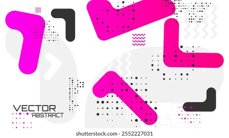 Ilustração vetorial. Fundo horizontal abstrato. Elementos de forma geométrica. Design de meio-tom. Design para fundo, papel de parede, banner, cartão-postal.  