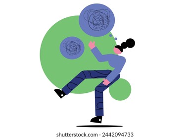 Vector illustration of an abstract human character stressed and anxious