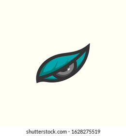 Vector illustration of abstract human eye in green leaves. Logo design template. Concept for Natural organic eye care.