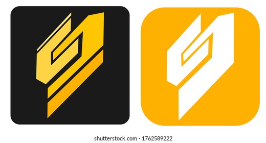 ilustración vectorial de un icono abstracto. Vector de plantilla de diseño del logotipo de S Hexagon. amarillo y negro