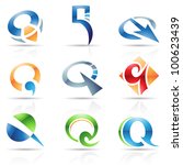 Vector illustration of abstract icons based on the letter Q