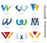 Vector illustration of abstract icons based on the letter W