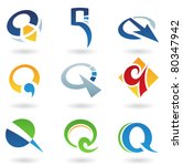 Vector illustration of abstract icons based on the letter Q