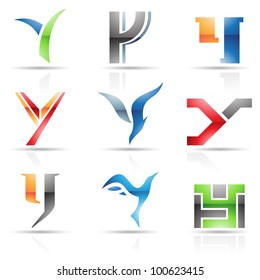 Vector illustration of abstract icons based on the letter Y