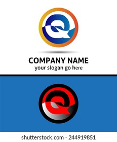 Vector illustration of abstract icons based on the letter Q logo 