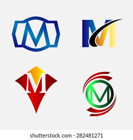Vector illustration of abstract icons based on the letter m
