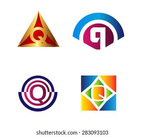 Vector illustration of abstract icons based on the letter Q
