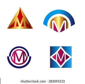 Vector illustration of abstract icons based on the letter m
