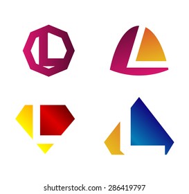 Vector illustration of abstract icons based on the letter L 