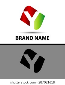 Vector illustration of abstract icons based on the letter y

