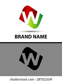 Vector illustration of abstract icons based on the letter w
